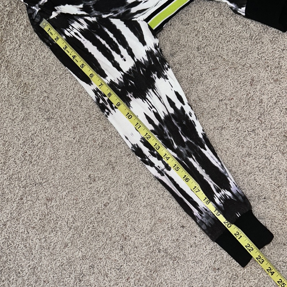 LIVERPOOL Tie Dye JACKET🖤Full Zip HOODIE Black & White💚Lime Green Side Stripe - Picture 13 of 13